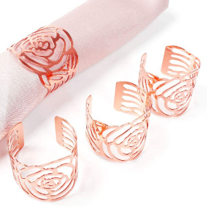 Servilleteros individuales en color oro rosa.