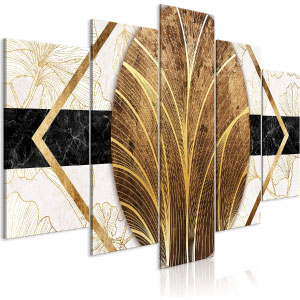 Composición de láminas de poster doradas y blancas para cuadros.