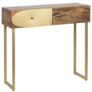 Consola recibidor dorada de madera maciza.
