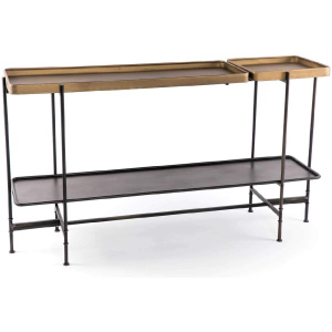 Mesa consola dorada y negro de estilo de inspiración industrial victoriano.