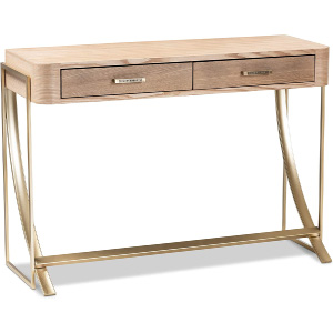 Mesa de entrada o consola dorada.