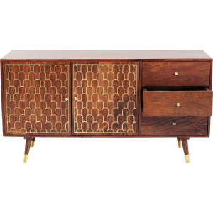 Aparadores dorados y negros de estilo mid century.