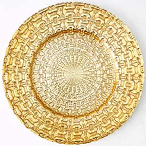 Plato de presentación o bajoplato dorado de plástico.