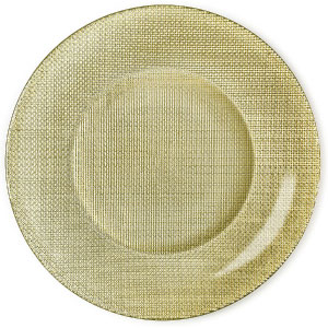 Plato de inicio o bajoplatos dorados de cristal.