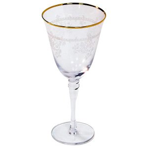 Copas de cristal gravado con filo dorado estilo vintage.