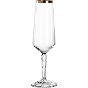 Copa de cava de vidrio dorada barata.