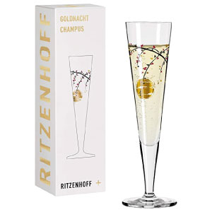 Copa dorada de cristal para champagne.