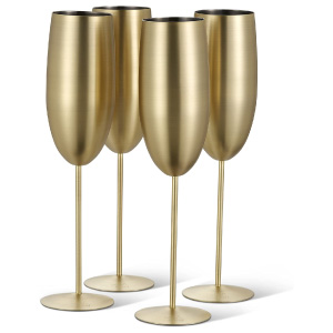 Copas doradas de acero inoxidable para vino o agua.