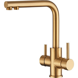 Grifo dorado de fregadero de cocina.