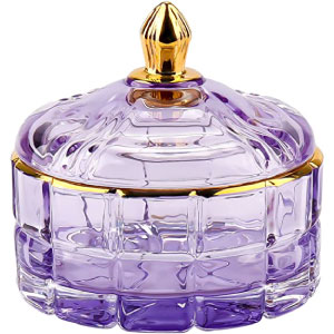 Joyero original en dorado y cristal de colores.