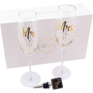 Juego de copas de boda doradas, de vidrio.