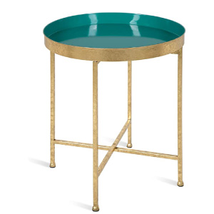 Mesa auxiliar original en dorado y verde.