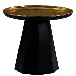 Mesa auxiliar dorada original estilo moderno geométrico.