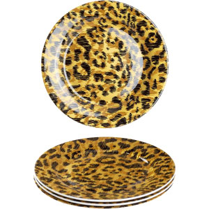 Juegos de platos dorados de tamaño mediano, para postre o desayuno, de porcelana.