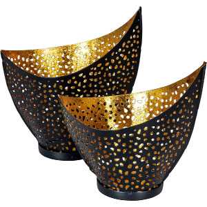 Portavelas dorado y negro para velas de té.