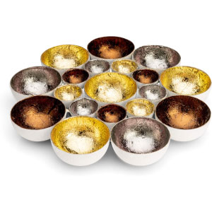 Portavelas dorado para velas de té, de tamaño grande.
