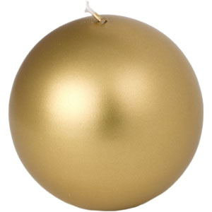 Vela con forma de bola en dorado.