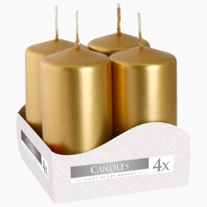 Caja de velones en dorado para decorar.